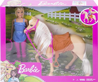 Barbie con Casco y Caballo marrón