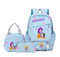 KPOP DEMON HUNTERS set mochila con bolsa de almuerzo azul