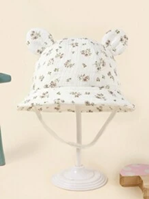 Sombrero estampado floral y orejas, 44 CM, 6-12M
