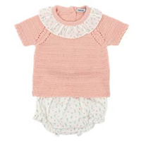 CONJ RANITA M/CORTA C/VOLANTE BAYAS 3M ROSA