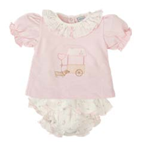 CONJ RANITA M/CORTA C/VOLANTE CHARCA 12M ROSA