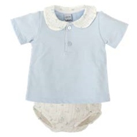 CONJ RANITA M/CORTA C/BEBE CHARCA 1M CELESTE