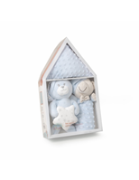 SET 3 PZS CASITA PELUCHE, MANTA Y DOU DOU AZUL
