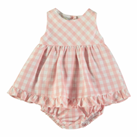 VESTIDO C/ BRAGA VICHY ROSA 9M