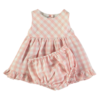 VESTIDO C/ BRAGA VICHY ROSA 9M