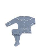 CONJ 2.P LIN CALADO FLOR MANDARINA CEL/BCO 3M