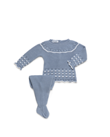 CONJ 2.P LIN CALADO FLOR MANDARINA CEL/BCO 6M