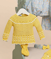 CONJ 2.P LIN CALADO FLOR MANDARINA AMAR/BCO 6M