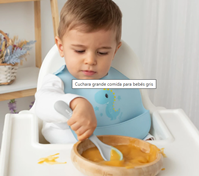 Cuchara grande comida para bebés gris