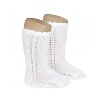 Calcetin alto perle calado lateral T00 BLANCO 200