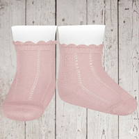 Calcetin algodon calado fino T2 ROSA PALO 526