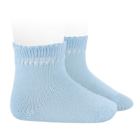 Calcetin de algodon perlé calados T0 AZUL BEBE 410