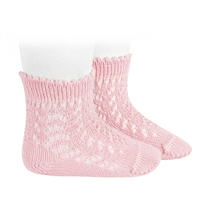 Calcetin de algodon perlé calados T00 ROSA 500