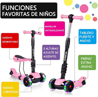 YOLEO Patinete para Niñas 3-en-1, Scooter 3 Ruedas LED