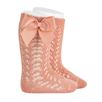 Calcetin alto perle calado c/ lazo T00 SALMONETE 638