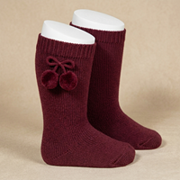 Calcetin alto calido con borlas T000 BORGOÑA 572