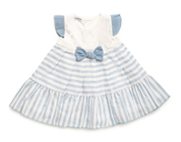 VESTIDO VOLANTES RAYADO 24M CIELO
