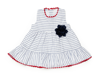 VESTIDO 2 VOLANTES RAYADO AZUL M36