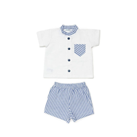 CONJ CAMISA NIÑO RAYADO BOLSILLO BLANCO AZUL M36