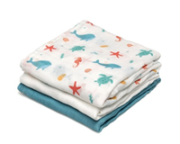 MUSELINA 70X70CMS BAMBÚ AZUL 3U