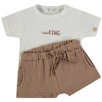 CONJ 2 PZAS LITTLE KING MARRON 24M