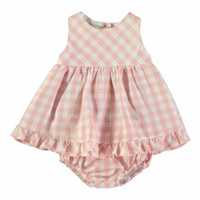 VESTIDO C/ BRAGA VICHY ROSA 3M