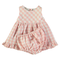 VESTIDO C/ BRAGA VICHY ROSA 3M