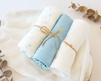 MUSELINA 70X70CMS BAMBU AZUL 3U