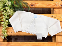 CHAQUETA CORTA RIBETEADA BLANCA 18M