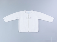 CHAQUETA LARGA BLANCA POMPONES 6M