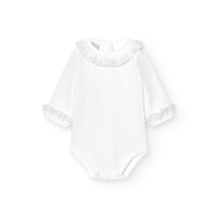 BODY MANGA LARGA CUELLO BATISTA BLANCO-GRIS - 18M