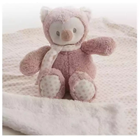 Manta Doble Cara 75 X75 + Peluche Buho 25 Cm Caja