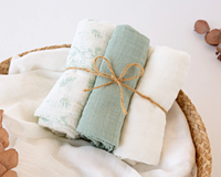 MUSELINA 70X70CMS BAMBU SALVIA 3U