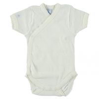 BODY NATAL CALADO MANGA CORTA CRUZADO CALADO OSITOS BLANCO 1M
