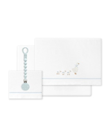 TRIPTICO CUNA PATITOS FAMILIA Y BROCHE BLANCO CELESTE