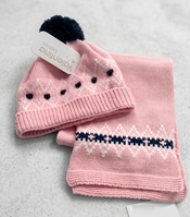SET GORRO CON BUFANDA 6M ROSA
