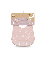 BABERO SILICONA ESTAMPADO CONEJITOS ROSA