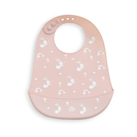 BABERO SILICONA ESTAMPADO CONEJITOS ROSA
