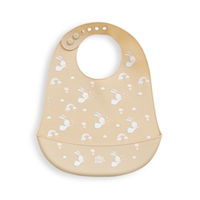 BABERO SILICONA ESTAMPADO CONEJITOS BEIGE