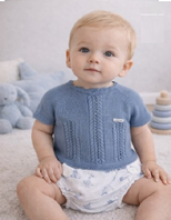 JUBON Y CUBREPAÑAL NIÑO HILO AZUL 3 MESES