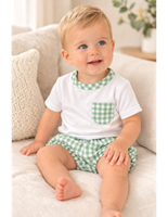 CAMISETA Y PANTALON VICHY VERDE 12 MESES