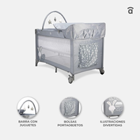 CUNA DE VIAJE COMPLETA CONEJITO GRIS