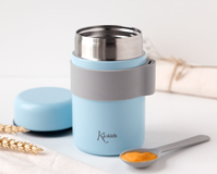 TERMO PAPILLERO DE ACERO INOXIDABLE 500ML CON CUCHARA AZUL