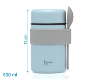TERMO PAPILLERO DE ACERO INOXIDABLE 500ML CON CUCHARA AZUL