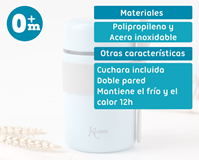 TERMO PAPILLERO DE ACERO INOXIDABLE 500ML CON CUCHARA AZUL