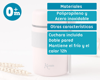 TERMO PAPILLERO DE ACERO INOXIDABLE 500ML CON CUCHARA ROSA