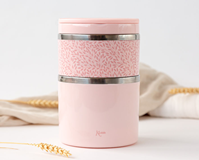 TERMO DOBLE PARA ALIMENTOS DE ACERO INOXIDABLE 930ML ROSA