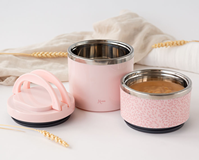 TERMO DOBLE PARA ALIMENTOS DE ACERO INOXIDABLE 930ML ROSA