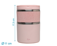 TERMO DOBLE PARA ALIMENTOS DE ACERO INOXIDABLE 930ML ROSA