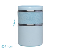 TERMO DOBLE PARA ALIMENTOS DE ACERO INOXIDABLE 930ML AZUL
